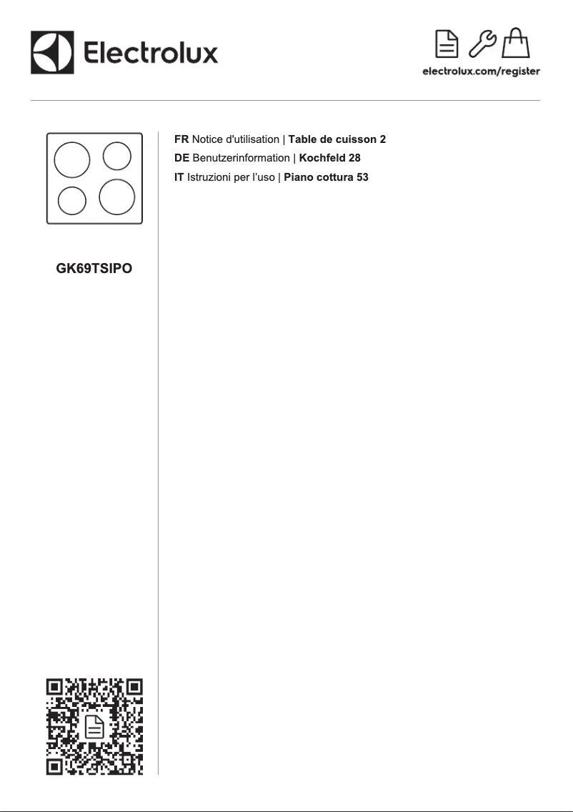 Image de la première page du manuel de l'appareil GK69TSIPO