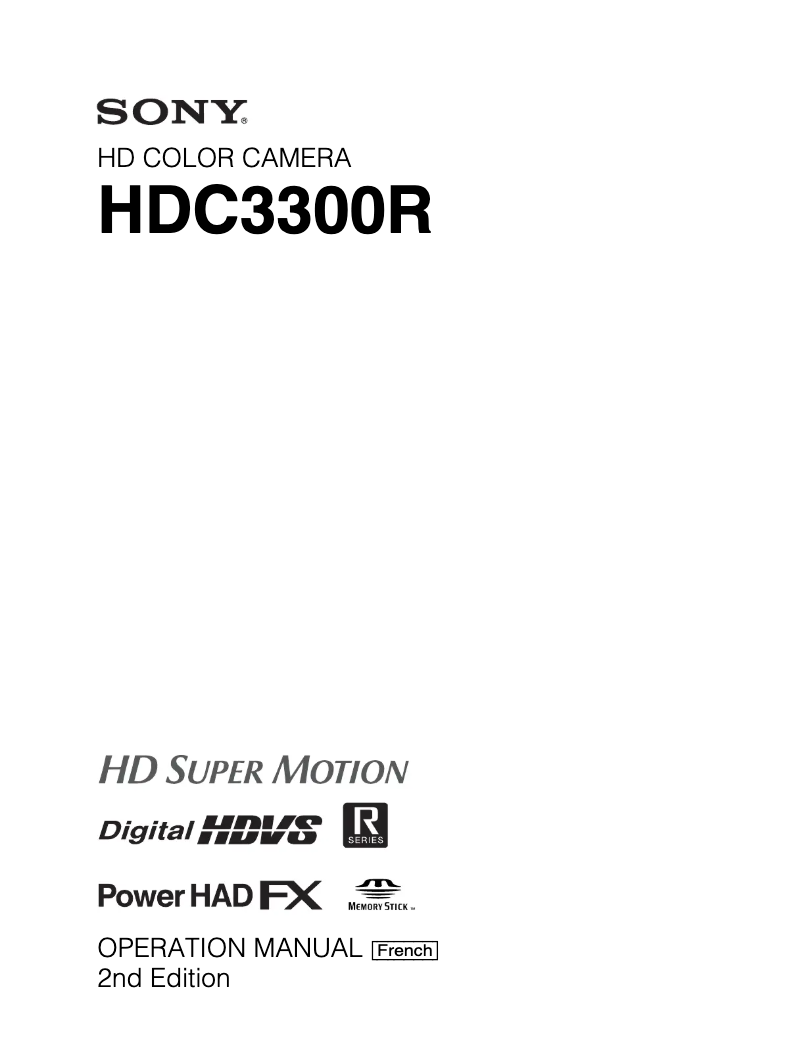 Page 1 de la notice Manuel utilisateur Sony HDC3300R