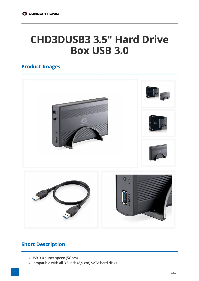 Image de la première page du manuel de l'appareil CHD3DUSB3