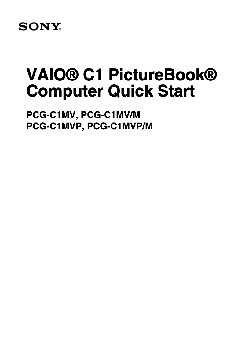 Page 1 de la notice Guide d'installation Sony Vaio PCG-C1MV