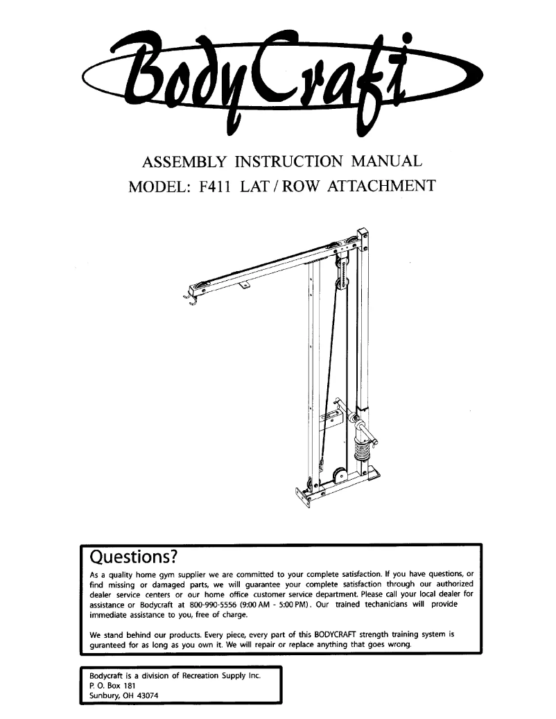 Page n°1 - Manuel utilisateur BodyCraft F411
