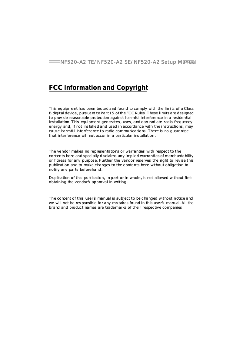 Page n°1 - Manuel utilisateur Biostar NF520-A2 TE
