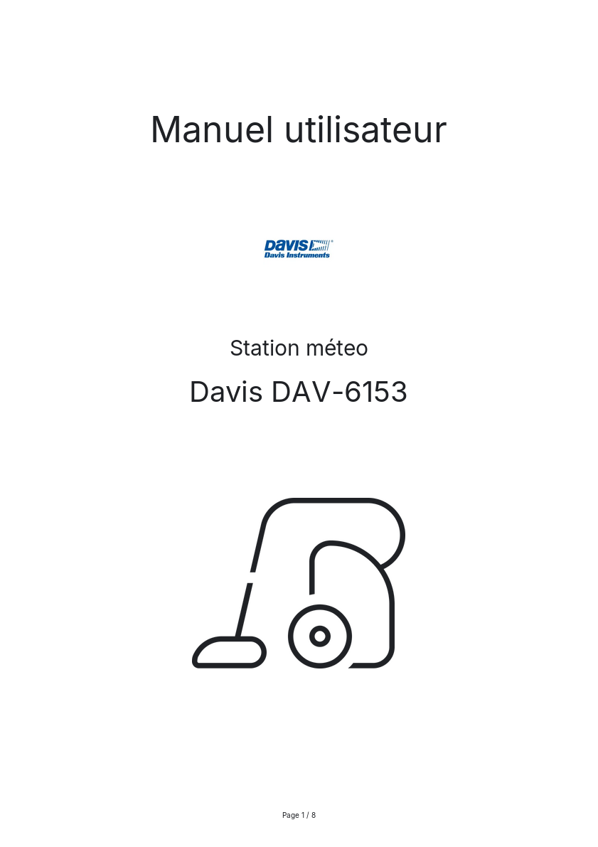 Page n°1 - Manuel utilisateur Davis DAV-6153