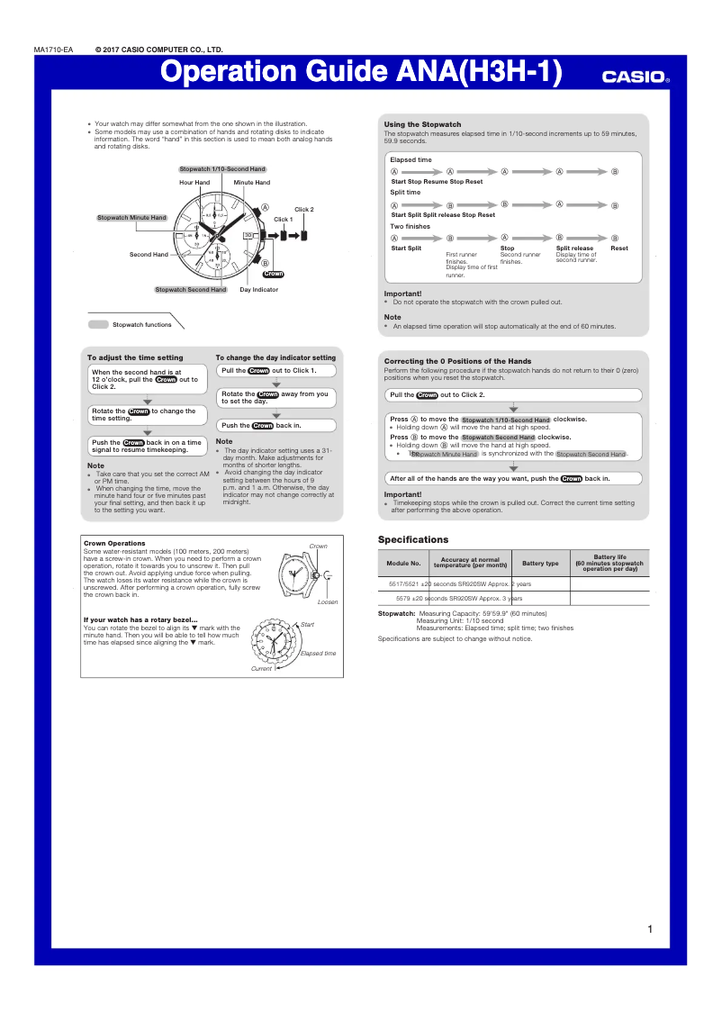 Page 1 de la notice Manuel utilisateur Casio Edifice EFR-564D-2AVUEF