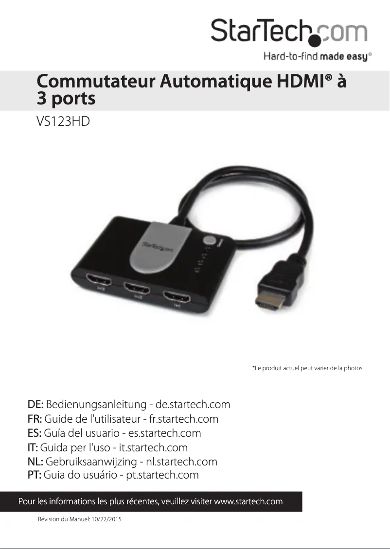 Page 1 de la notice Manuel utilisateur StarTech.com VS123HD