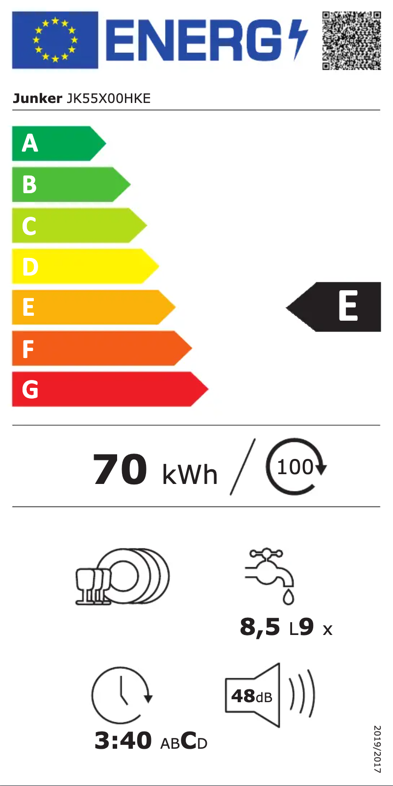 Page n°1 - Label énergétique Junker JK55X00HKE