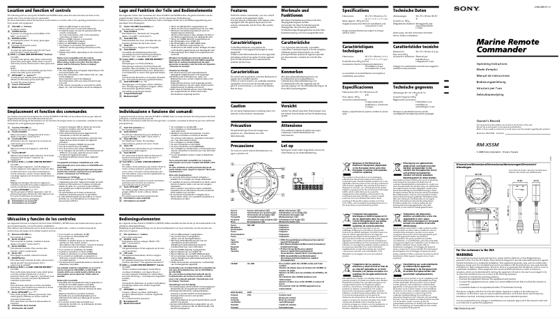 Page n°1 - Manuel utilisateur Sony RM-X55M