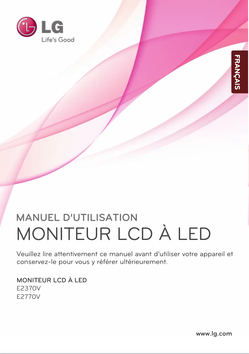 Page 1 de la notice Manuel utilisateur LG E2770V-BF