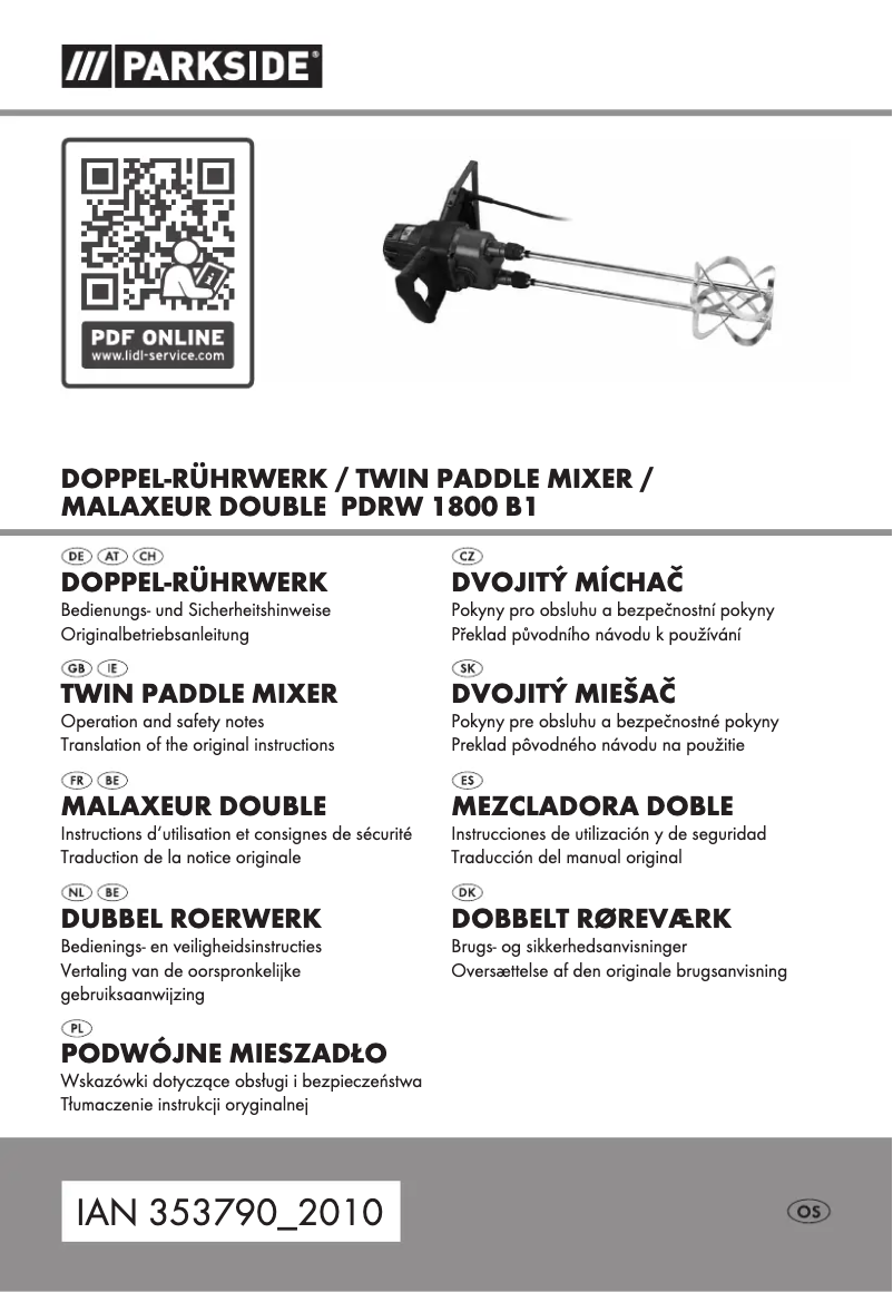 Page 1 de la notice Manuel utilisateur Parkside PDRW 1800 B1