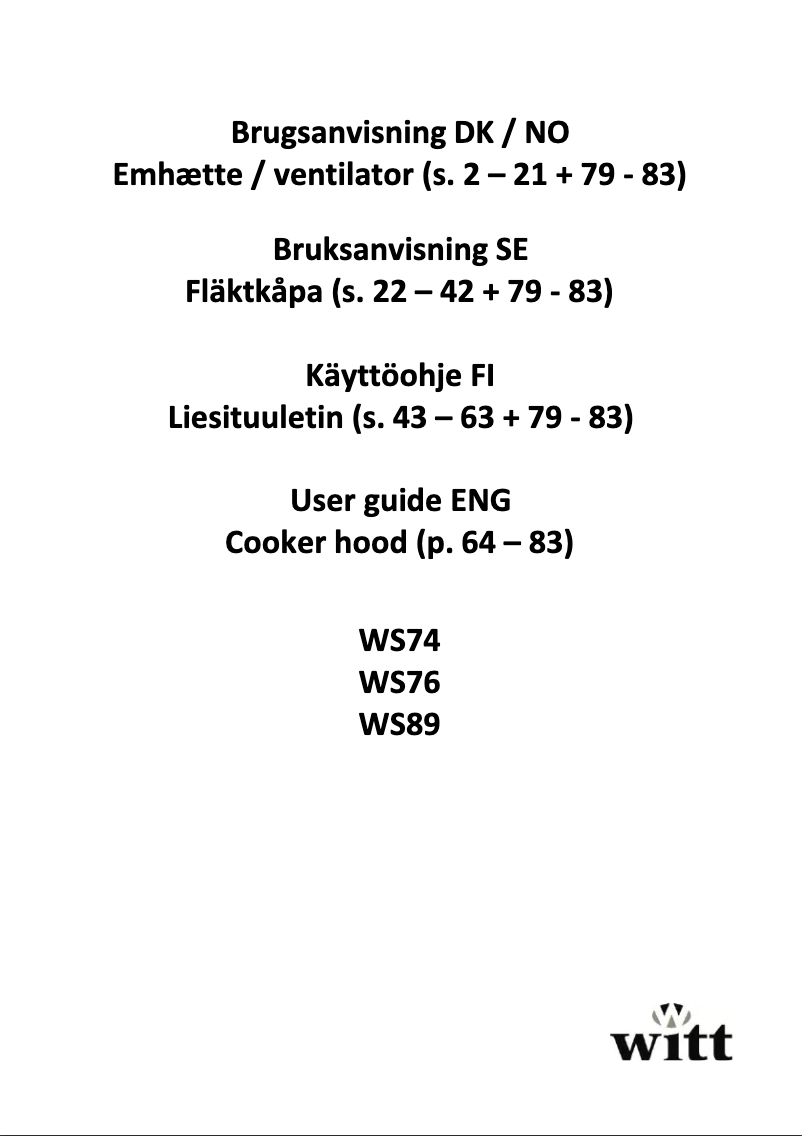 Page 1 de la notice Manuel utilisateur Witt WS76