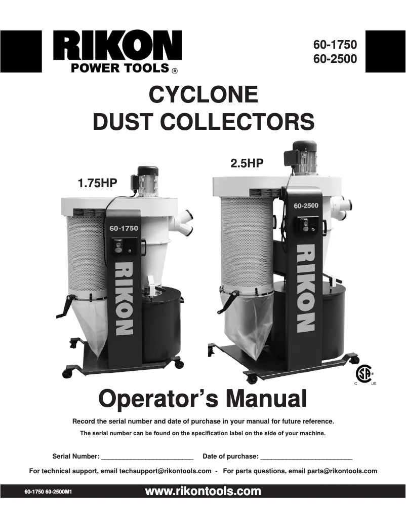 Page n°1 - Manuel utilisateur RIKON 60-2500