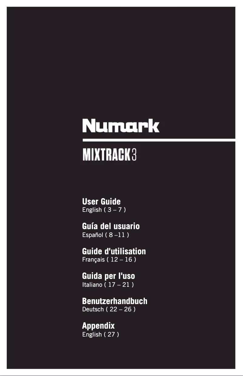 Page 1 de la notice Manuel utilisateur Numark Mixtrack 3