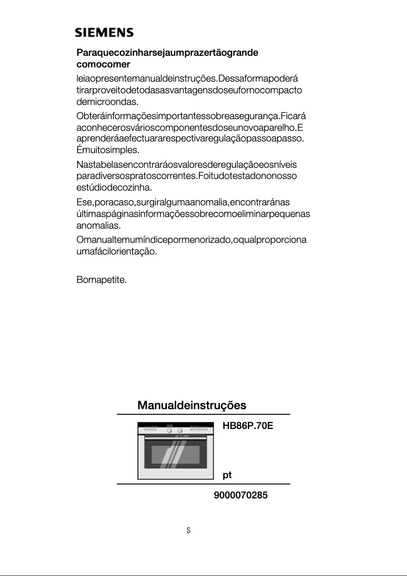 Page n°1 - Manuel utilisateur Siemens HB86P570E