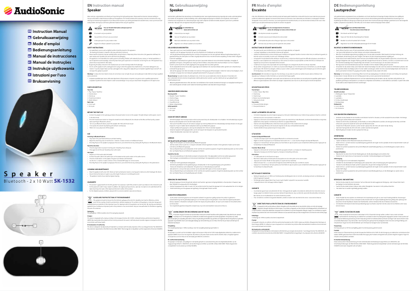 Page n°1 - Manuel utilisateur TriStar SK-1532
