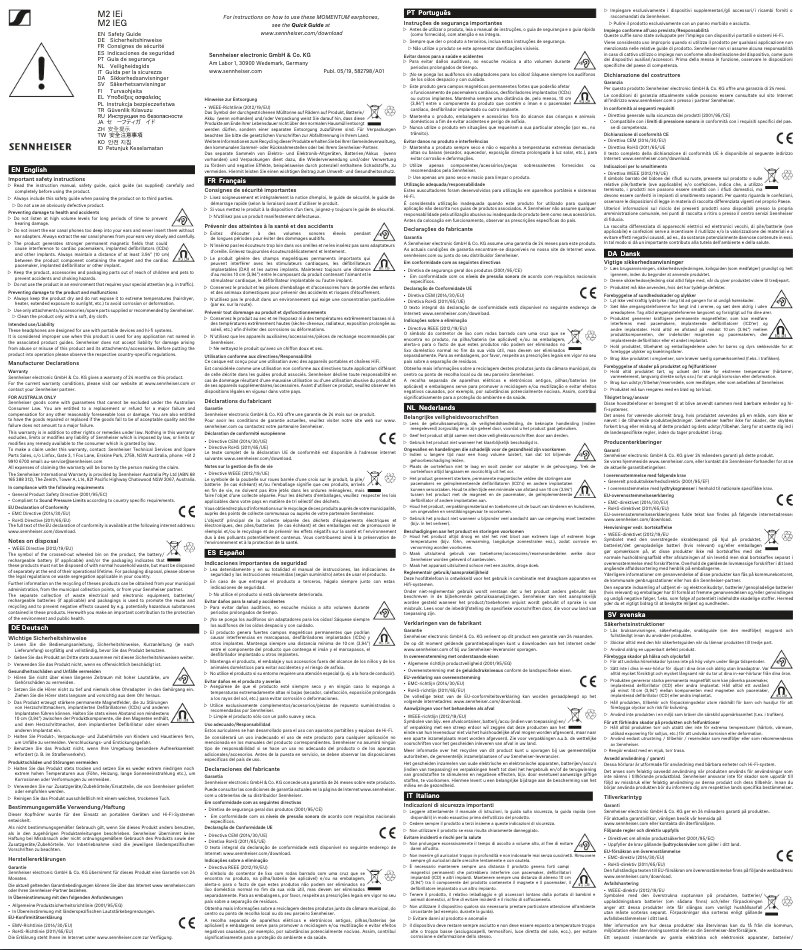 Page 1 de la notice Instructions de sécurité Sennheiser MOMENTUM In-Ear