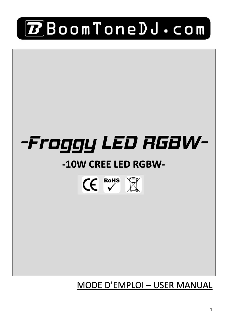 Imagen de la primera página del manual del dispositivo Froggy LED RGBW