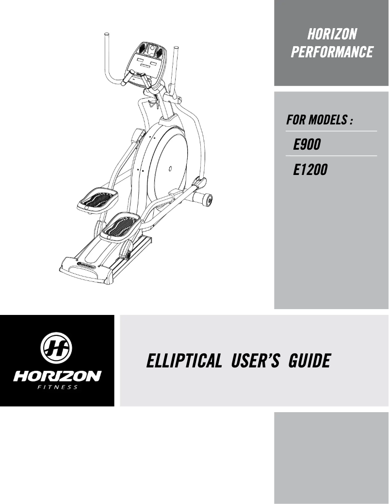Page 1 de la notice Manuel utilisateur Horizon Fitness Performance E900