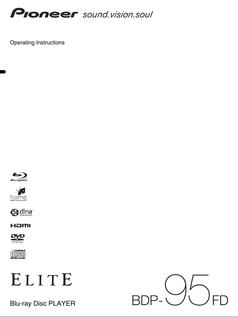 Page 1 de la notice Manuel utilisateur Pioneer Elite BDP-95FD