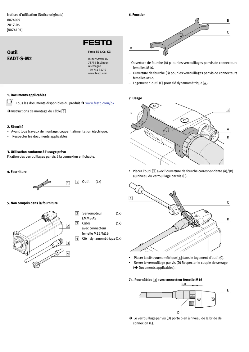 Page 1 de la notice Manuel utilisateur Festo EADT-S-M2