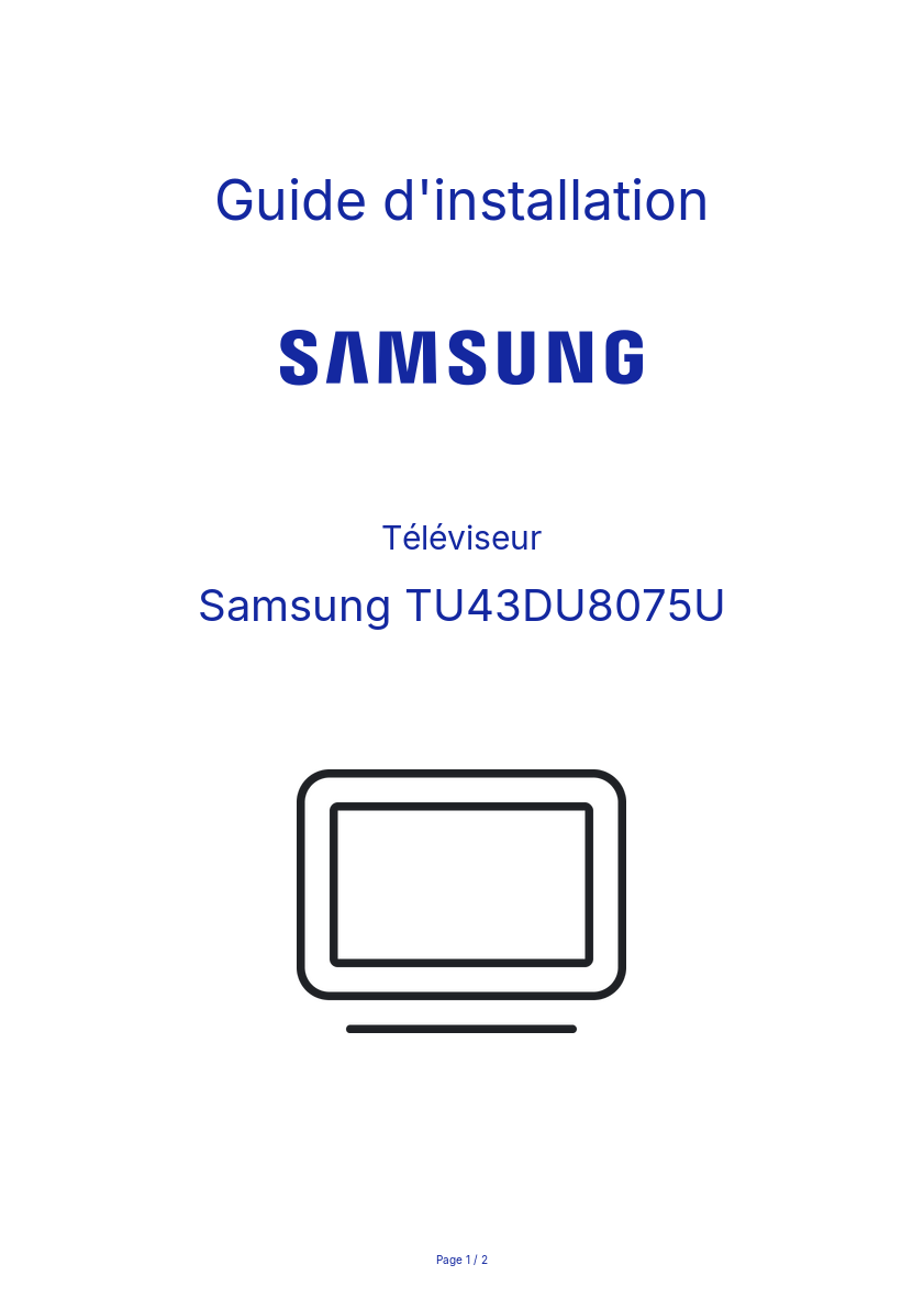 Page n°1 - Guide d'installation Samsung TU43DU8075U