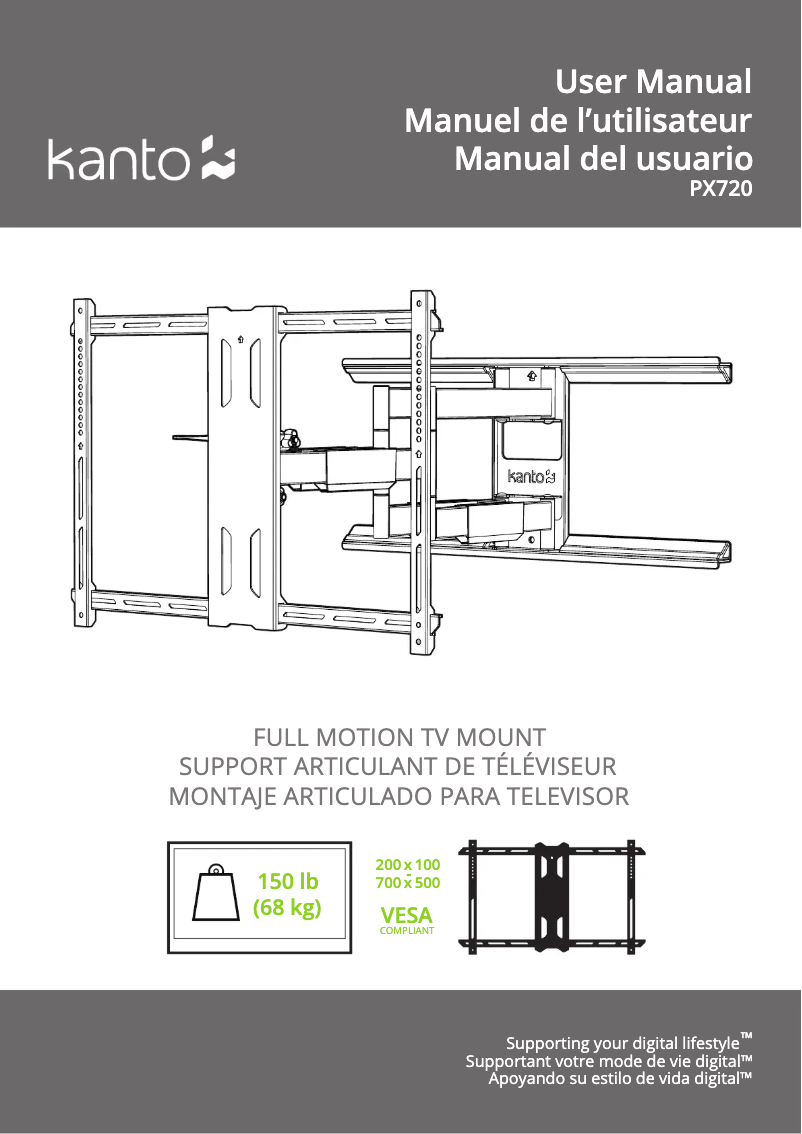Page 1 de la notice Manuel utilisateur Kanto PX720