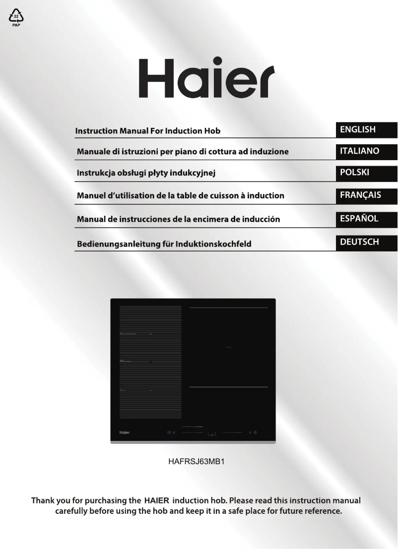 Page 1 de la notice Manuel utilisateur Haier HAFRSJ63MB1