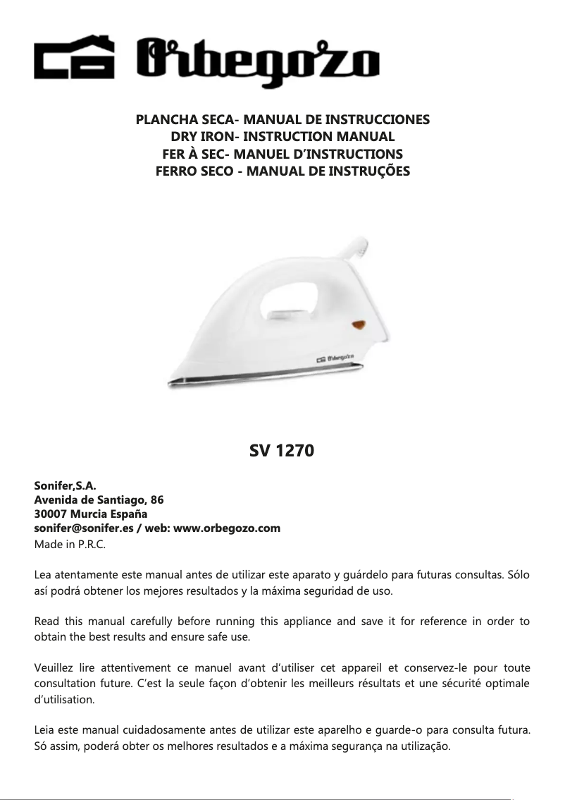 Image de la première page du manuel de l'appareil SV 1270