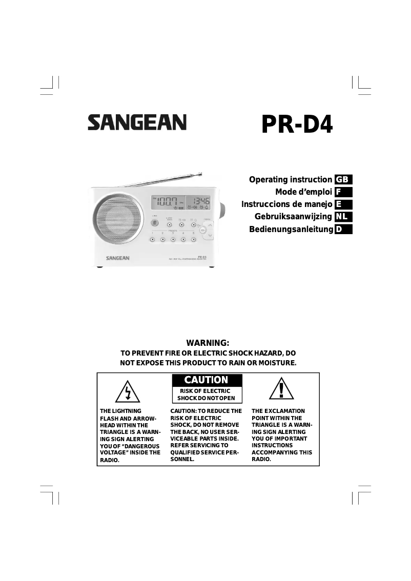 Página 1 del manual Manual de usuario Sangean PRD4