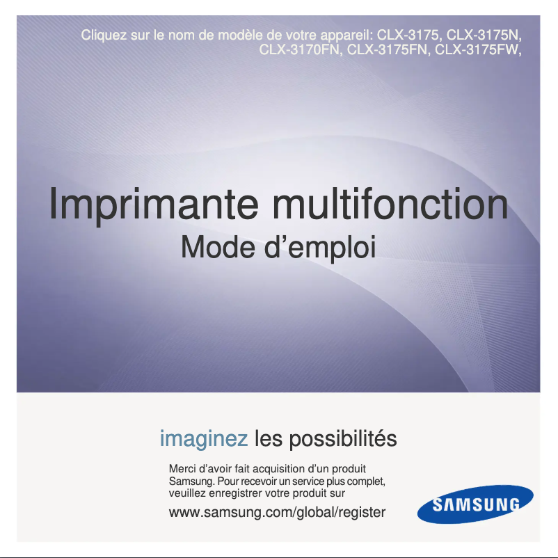 Page 1 de la notice Manuel utilisateur Samsung CLX-3175