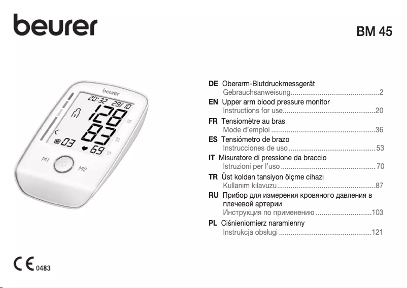 Page 1 de la notice Manuel utilisateur Beurer BM 45
