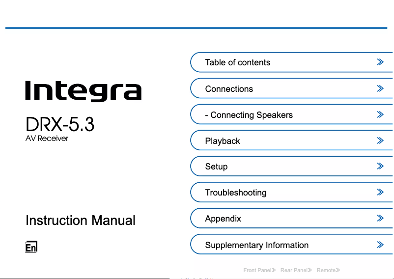 Page 1 de la notice Manuel utilisateur Integra DRX-5.3