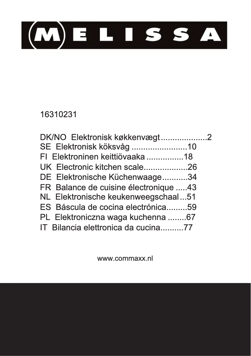 Página 1 del manual Manual de usuario Melissa 16310231