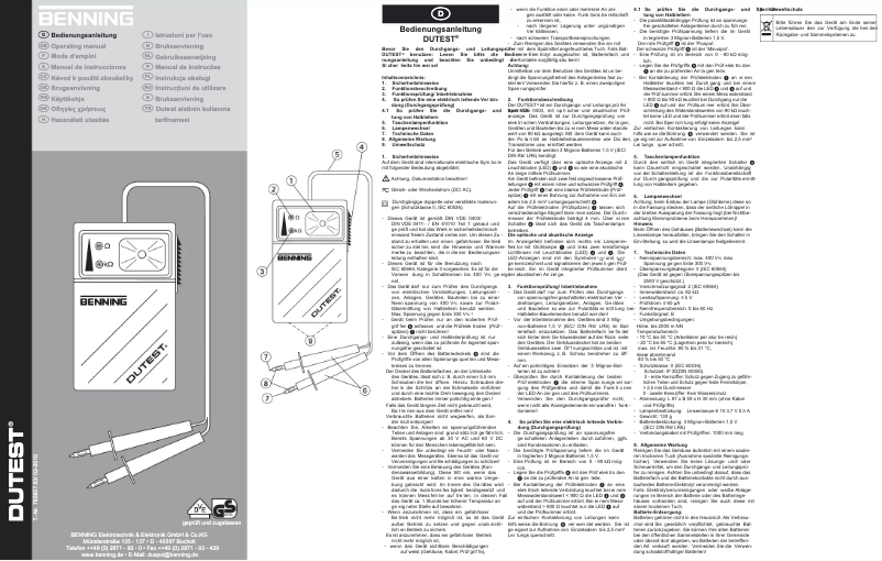 Image de la première page du manuel de l'appareil DUTEST