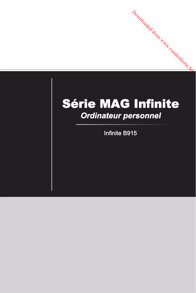 Image de la première page du manuel de l'appareil MAG Infinite 10SI
