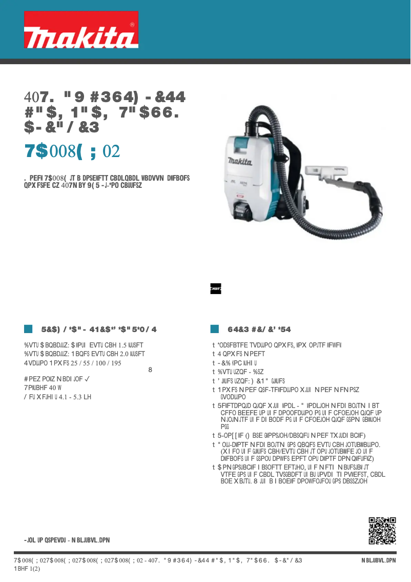 Page n°1 - Fiche technique Makita VC008G