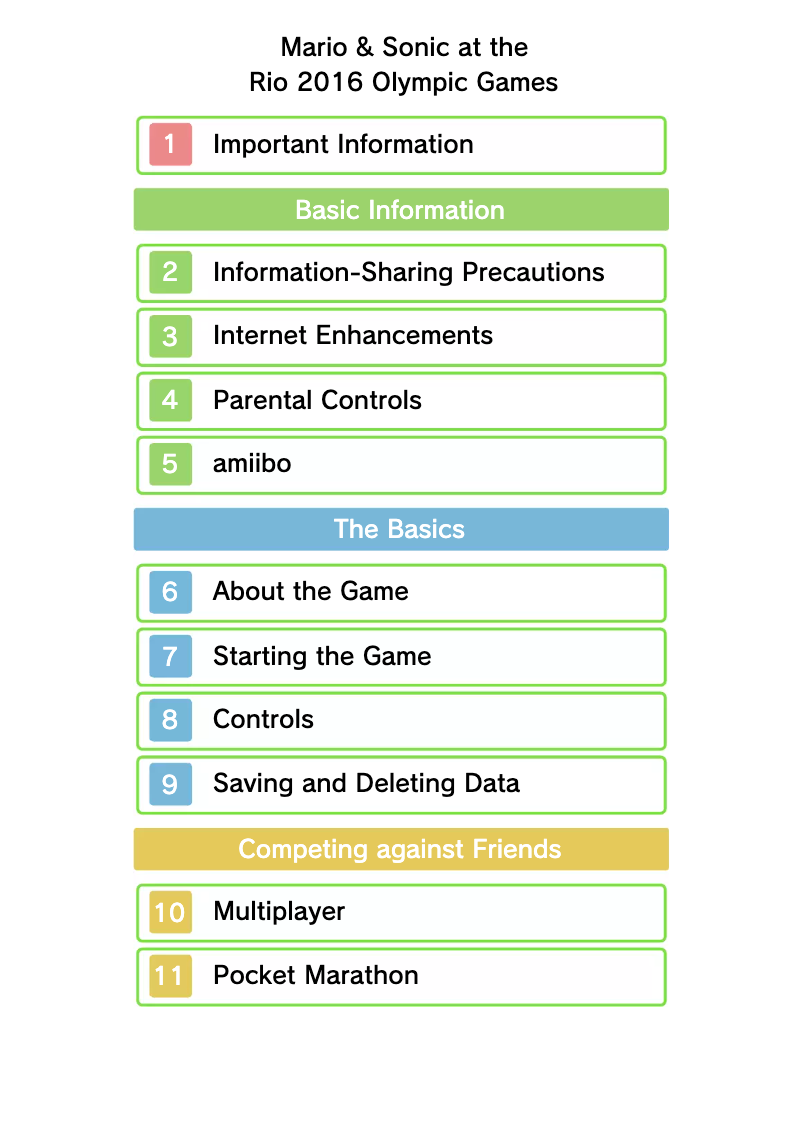 Image de la première page du manuel de l'appareil Mario & Sonic at the Rio 2016 Olympic Games (3DS)
