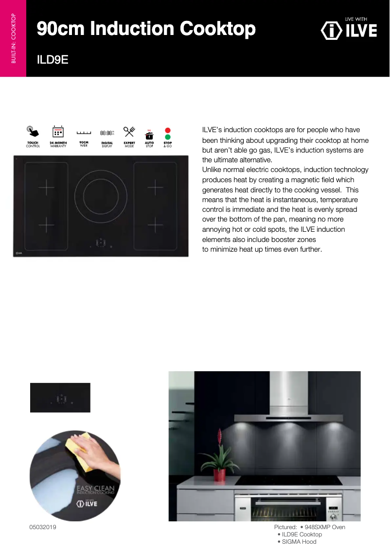 Página 1 del manual Ficha técnica Ilve ILD9E