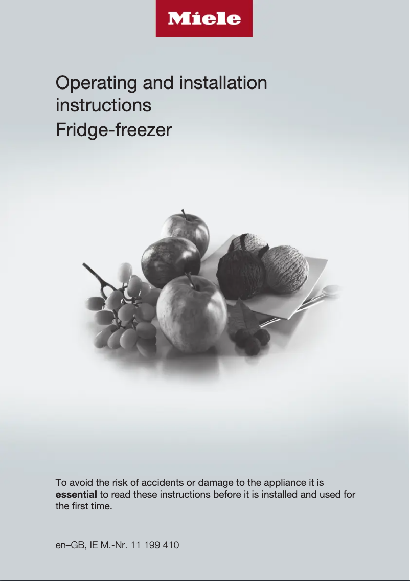 Page 1 de la notice Guide d'installation Miele KFN 29142 D