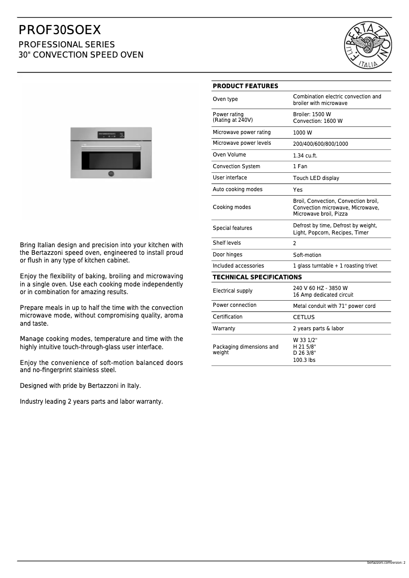 Image de la première page du manuel de l'appareil PROF30SOEX