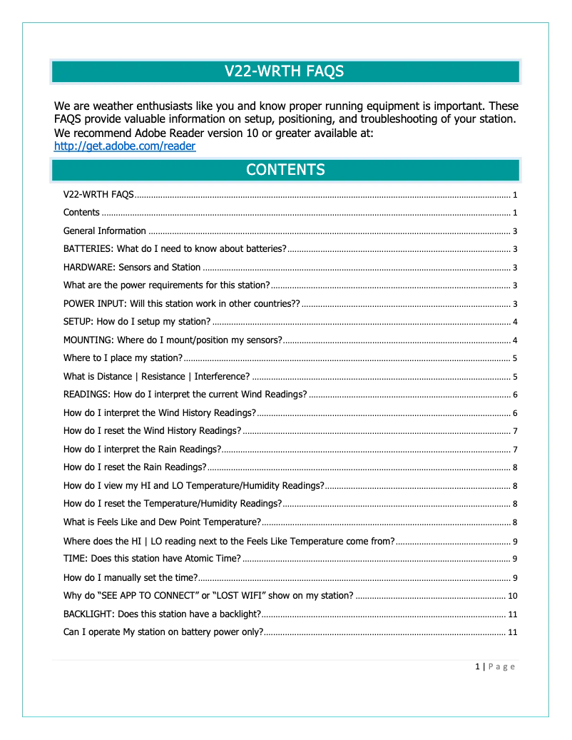 Page n°1 - FAQ La Crosse Technology V22-WRTHV2