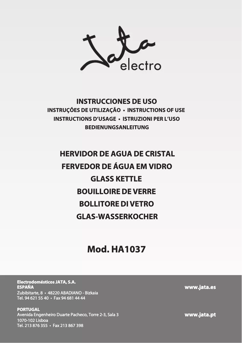 Page 1 de la notice Manuel utilisateur Jata HA1037