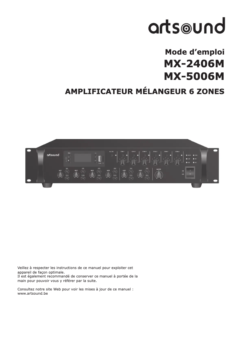 Page n°1 - Manuel utilisateur Artsound MX-2406M