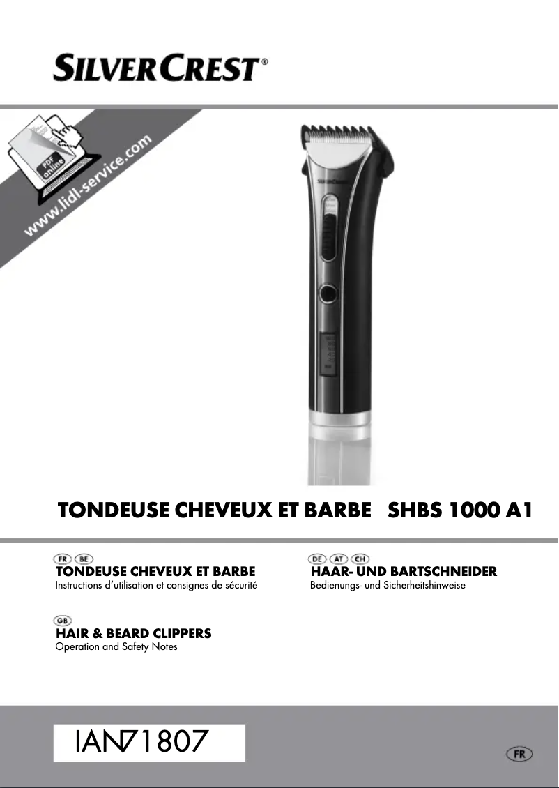 Page n°1 - Manuel utilisateur SilverCrest SHBS 1000 B1