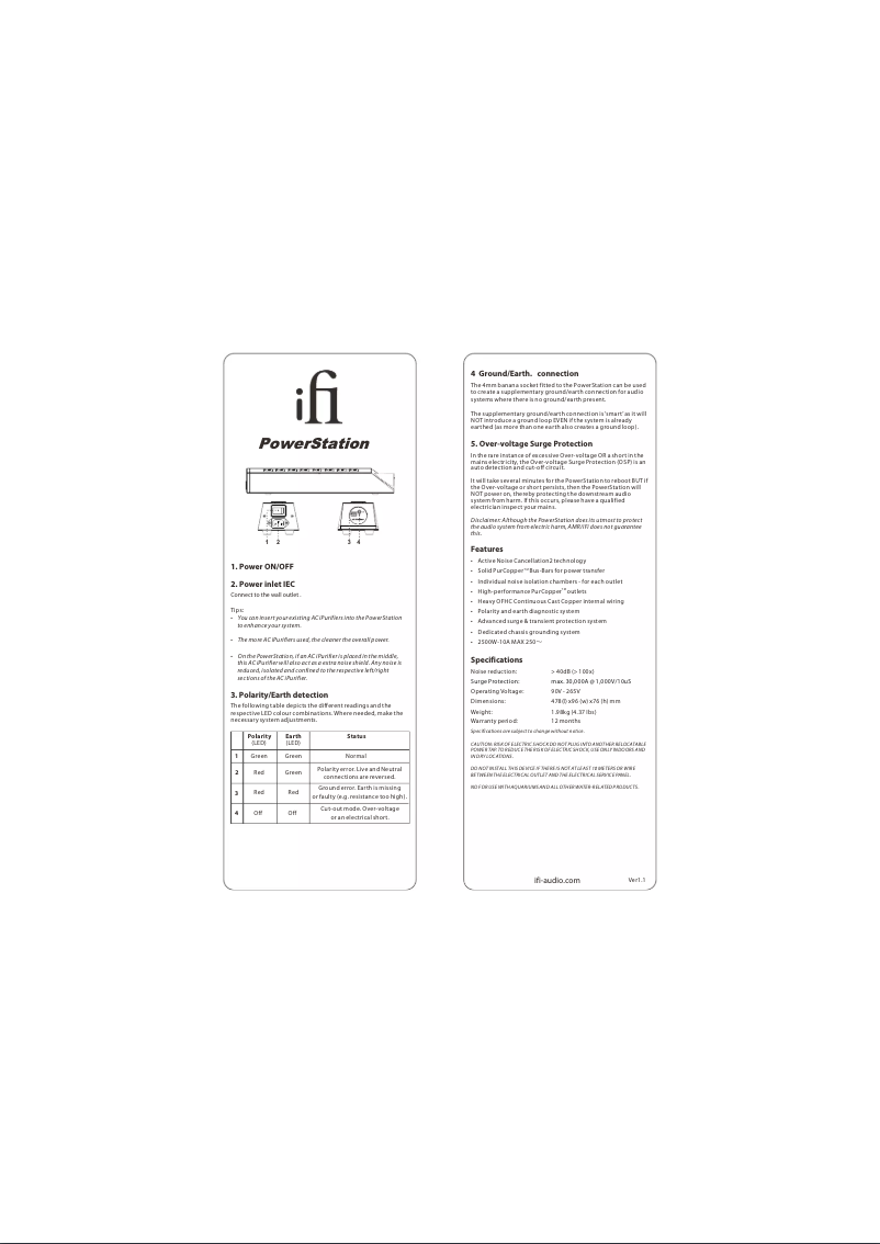 Page 1 de la notice Manuel utilisateur iFi Audio PowerStation