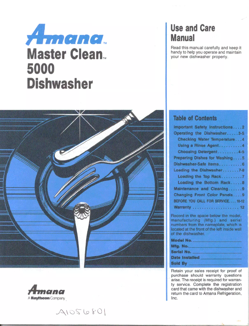 Page 1 de la notice Manuel utilisateur Amana Master Clean 5000