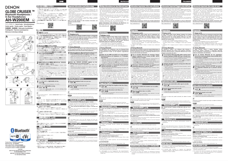 Page n°1 - Manuel utilisateur Denon AH-W200