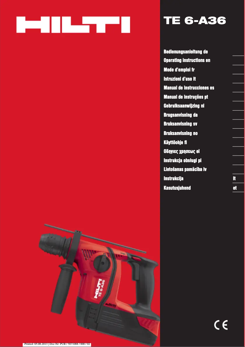 Página 1 del manual Manual de usuario Hilti TE 6-A36-AVR