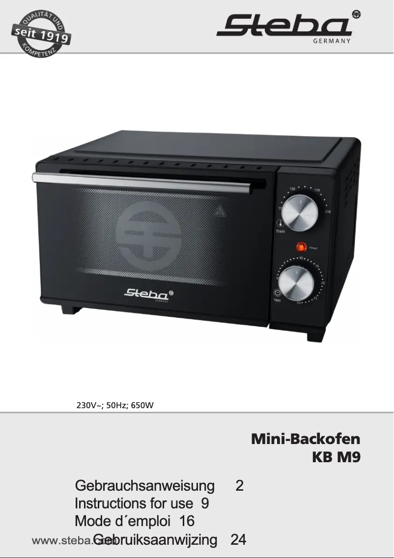 Page 1 de la notice Manuel utilisateur Steba KB M9