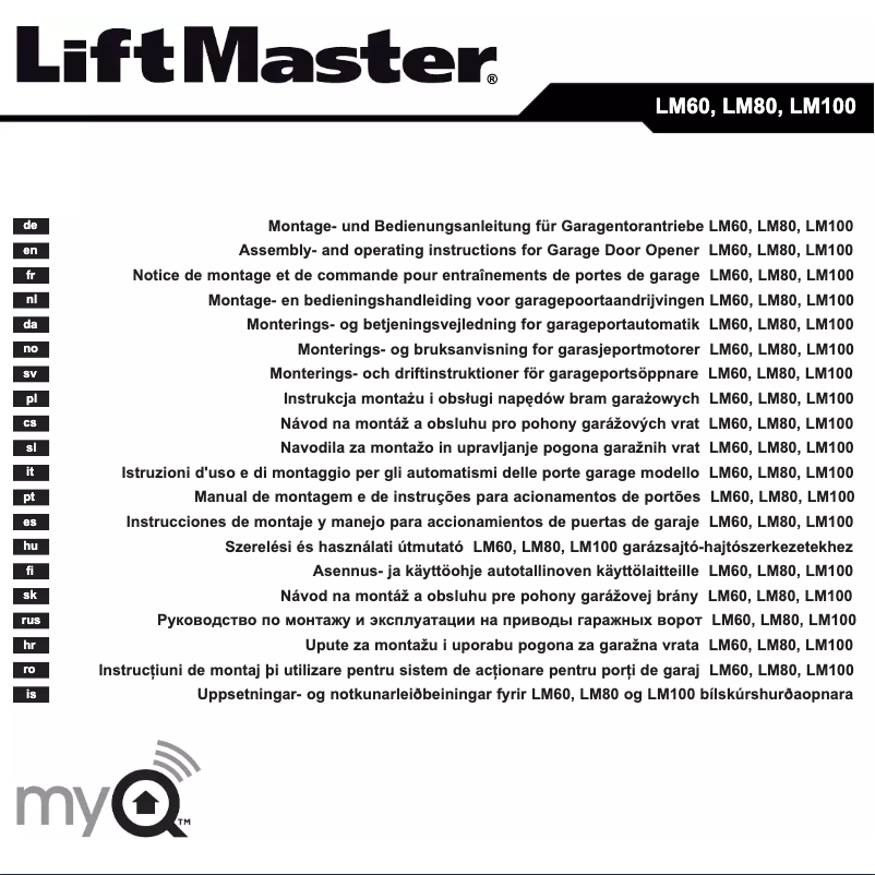 Page n°1 - Manuel utilisateur LiftMaster LM60