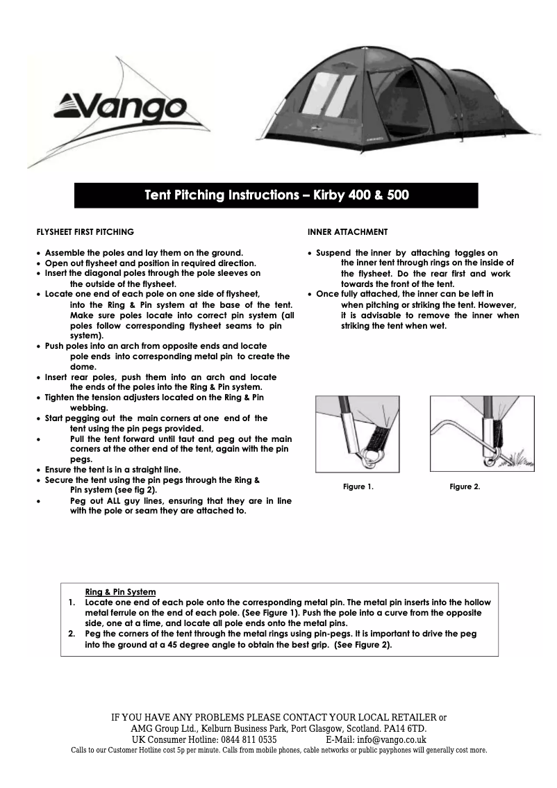 Page 1 de la notice Manuel utilisateur Vango Kirkby 400